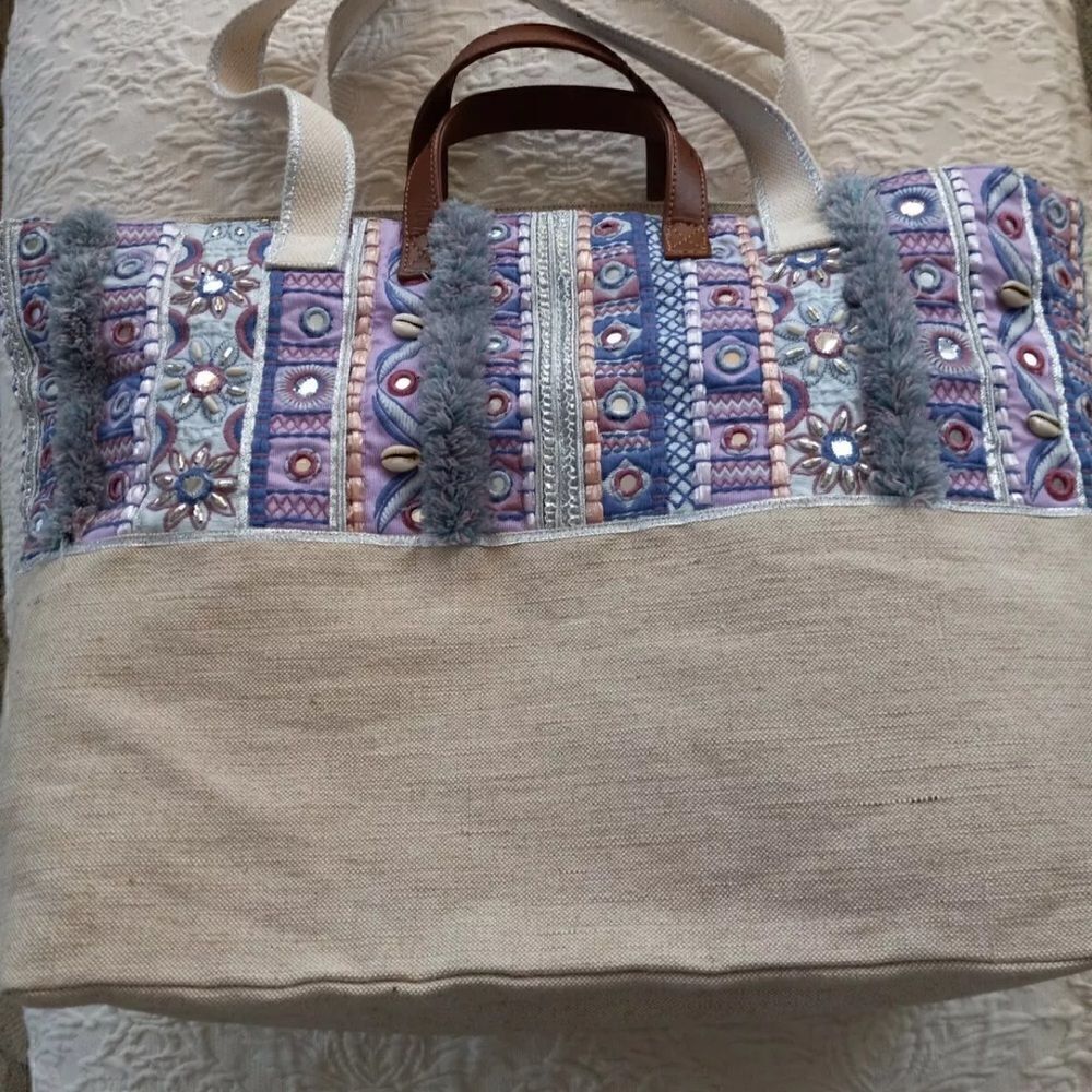 Chico's- Mosaic Print Tote Canvas Embroidered - Picture 10 of 10